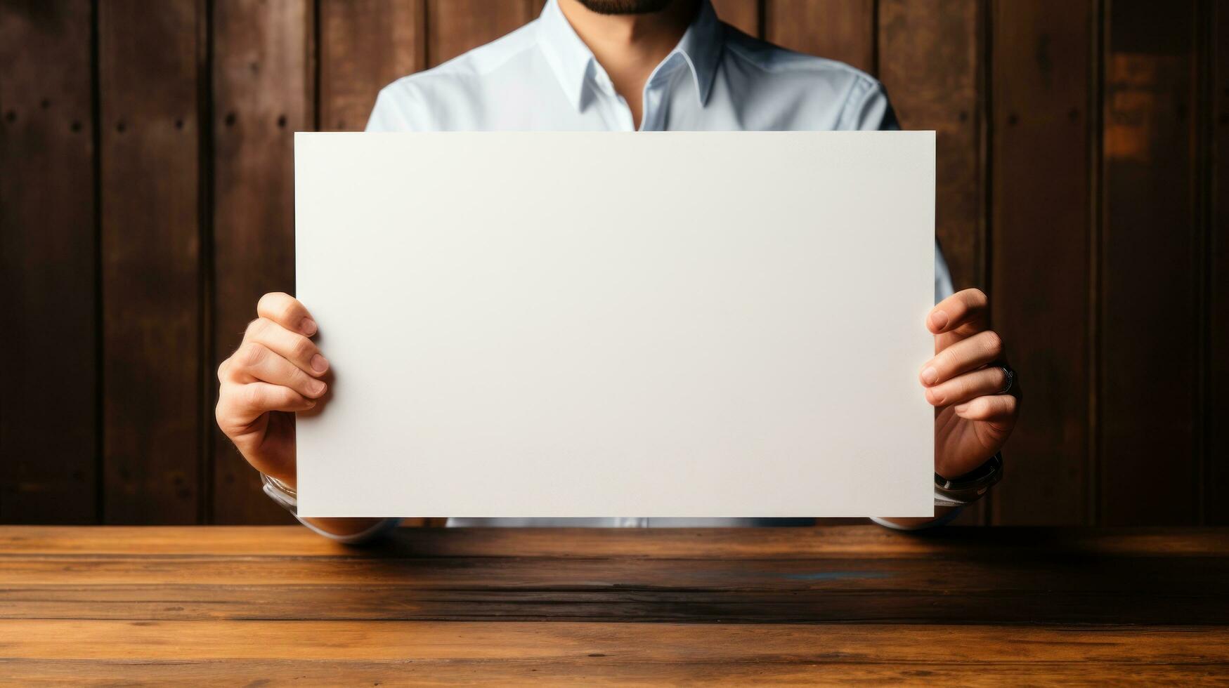 Entrepreneurship. Person holding empty sign photo