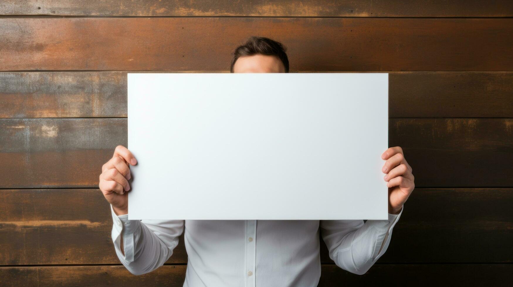 Entrepreneurship. Person holding empty sign photo