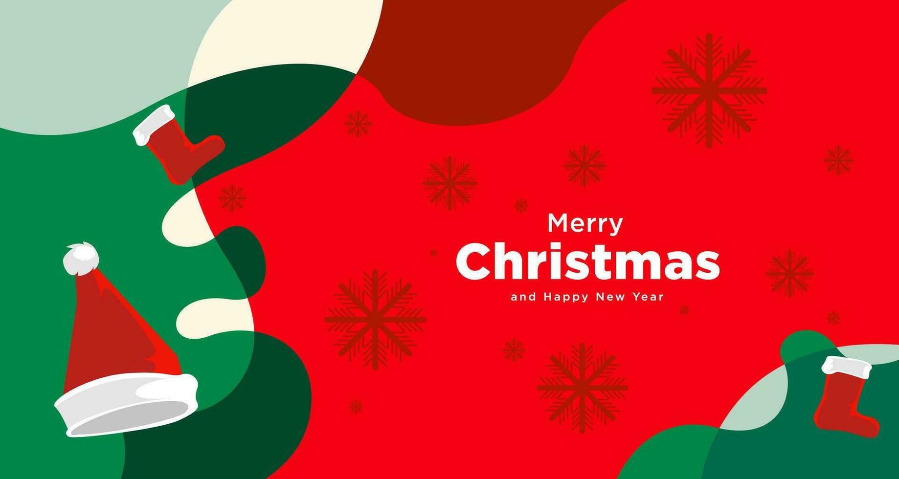 Merry Christmas card and banner vector illustration in red  white and green colors 2024