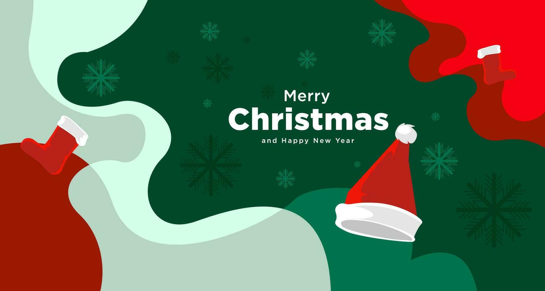 alegre Navidad tarjeta y bandera vector ilustración en rojo blanco y verde colores 2024