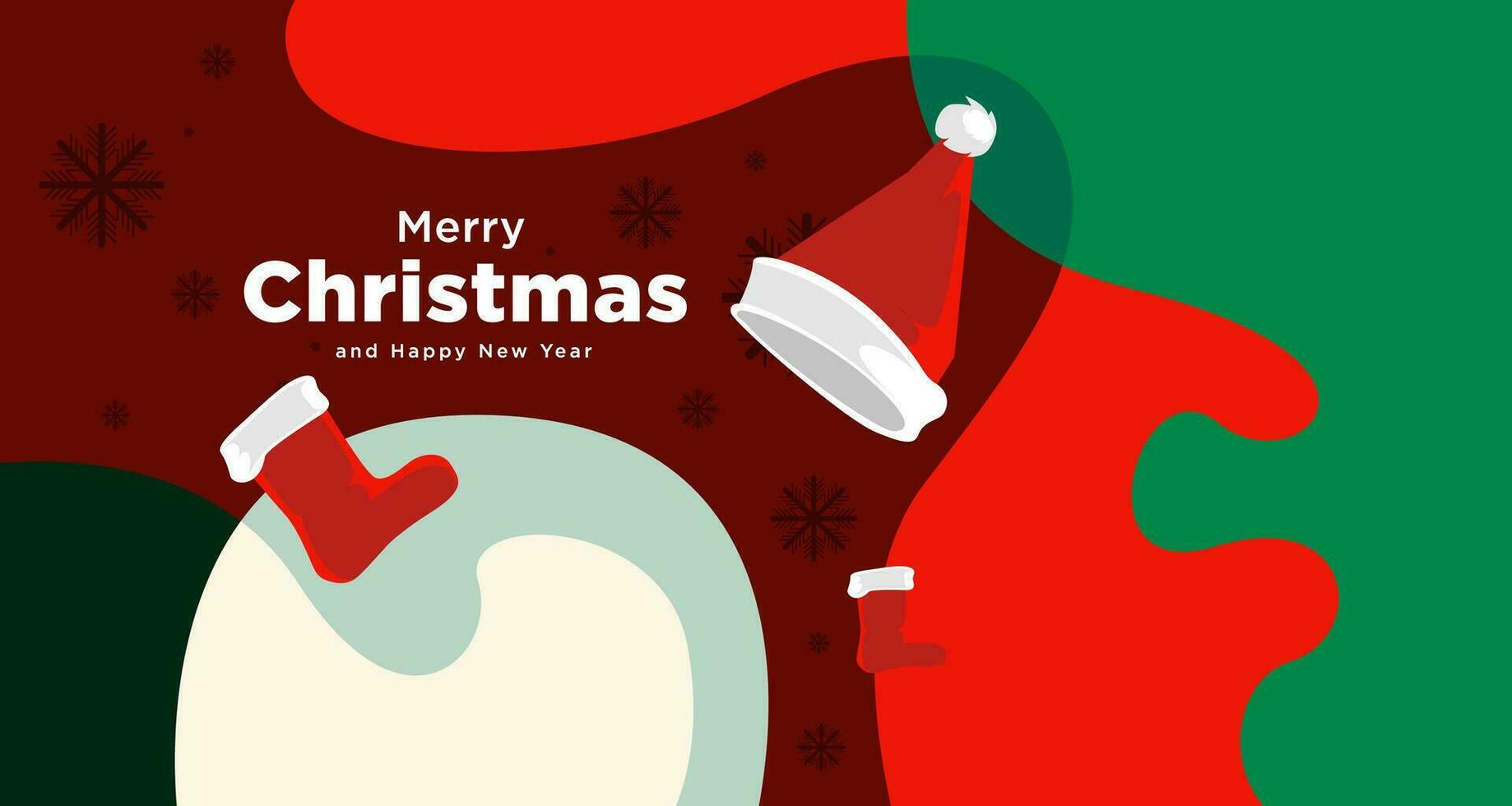 Merry Christmas card and banner vector illustration in red  white and green colors 2024