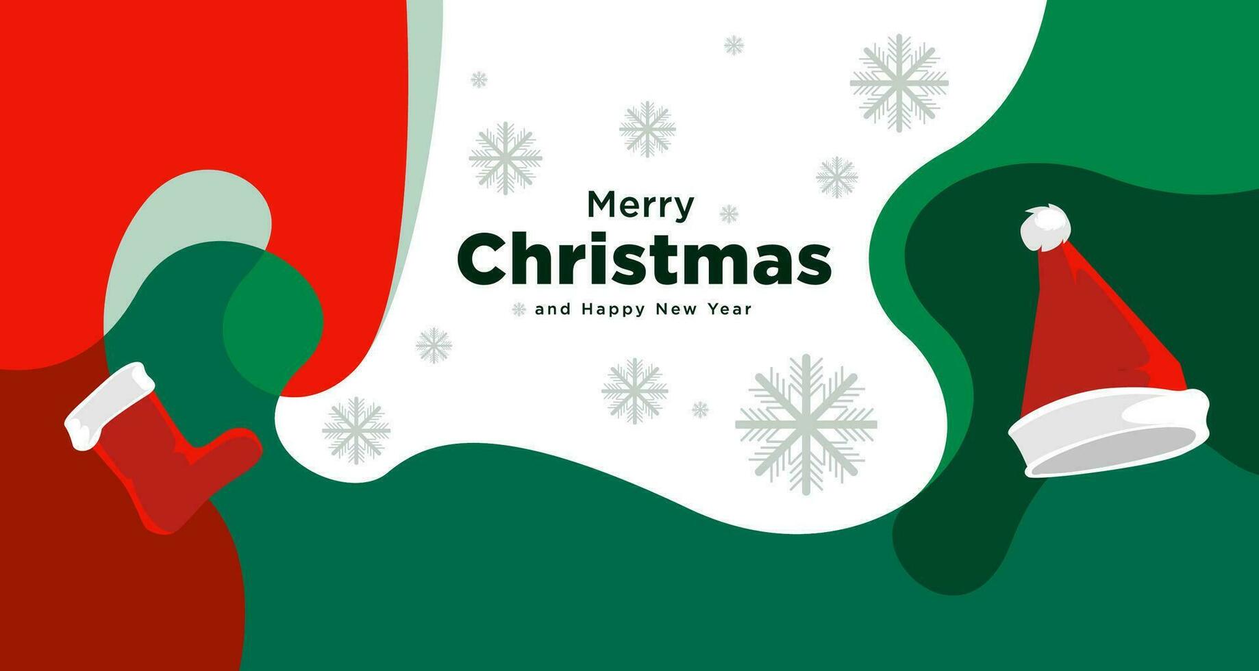 Merry Christmas card and banner vector illustration in red  white and green colors 2024