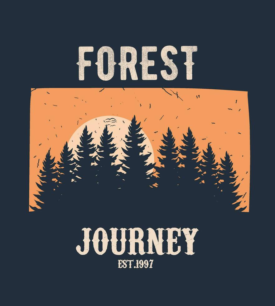 vector of forest silhouette in sunset perfect for print, etc