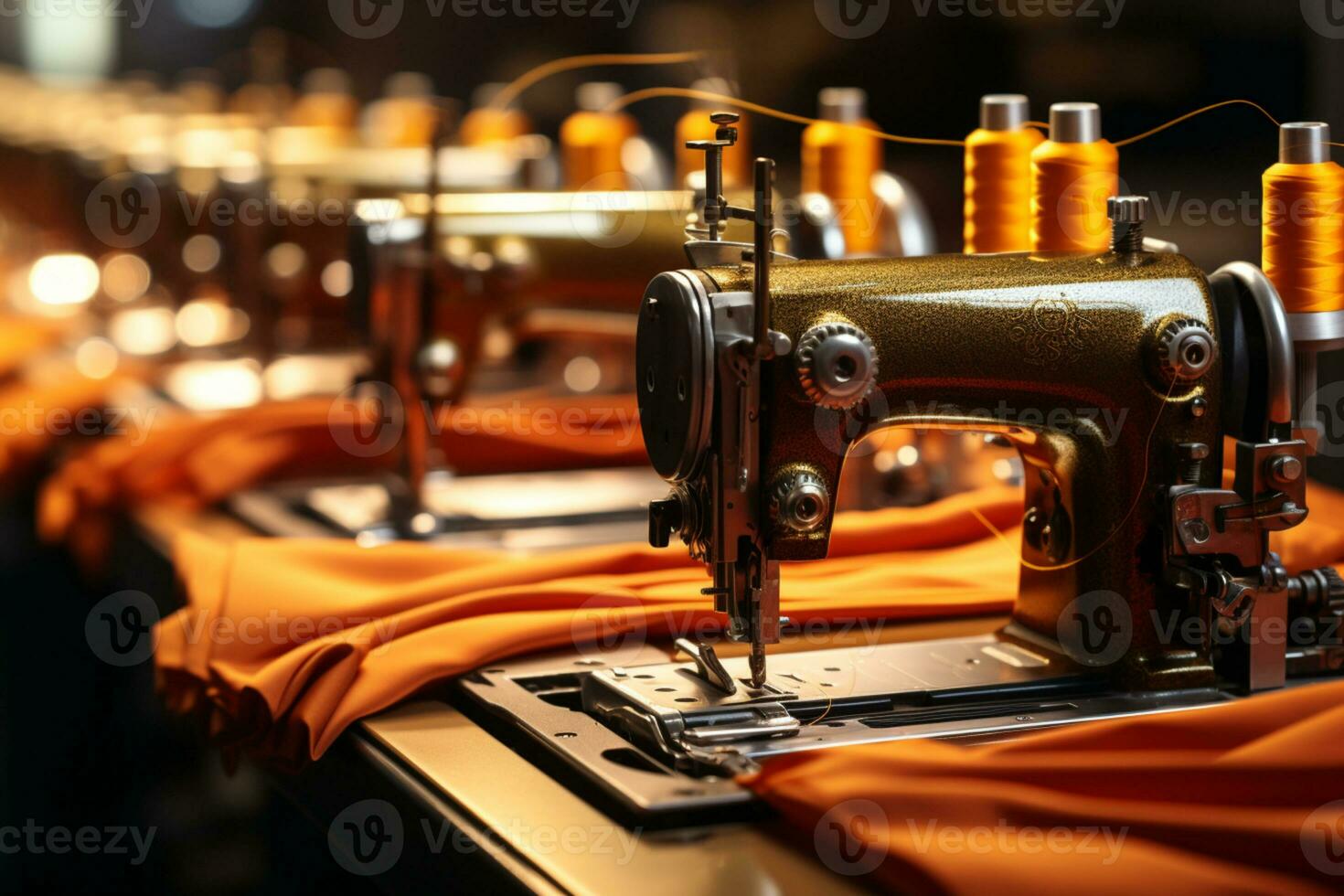 profesional de coser máquinas combustible el crecimiento de el textil industria ai generado foto