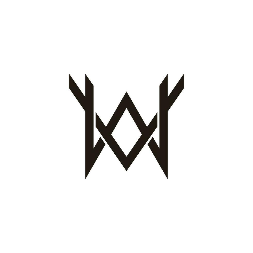 letter vw overlapping line simple geometric logo vector