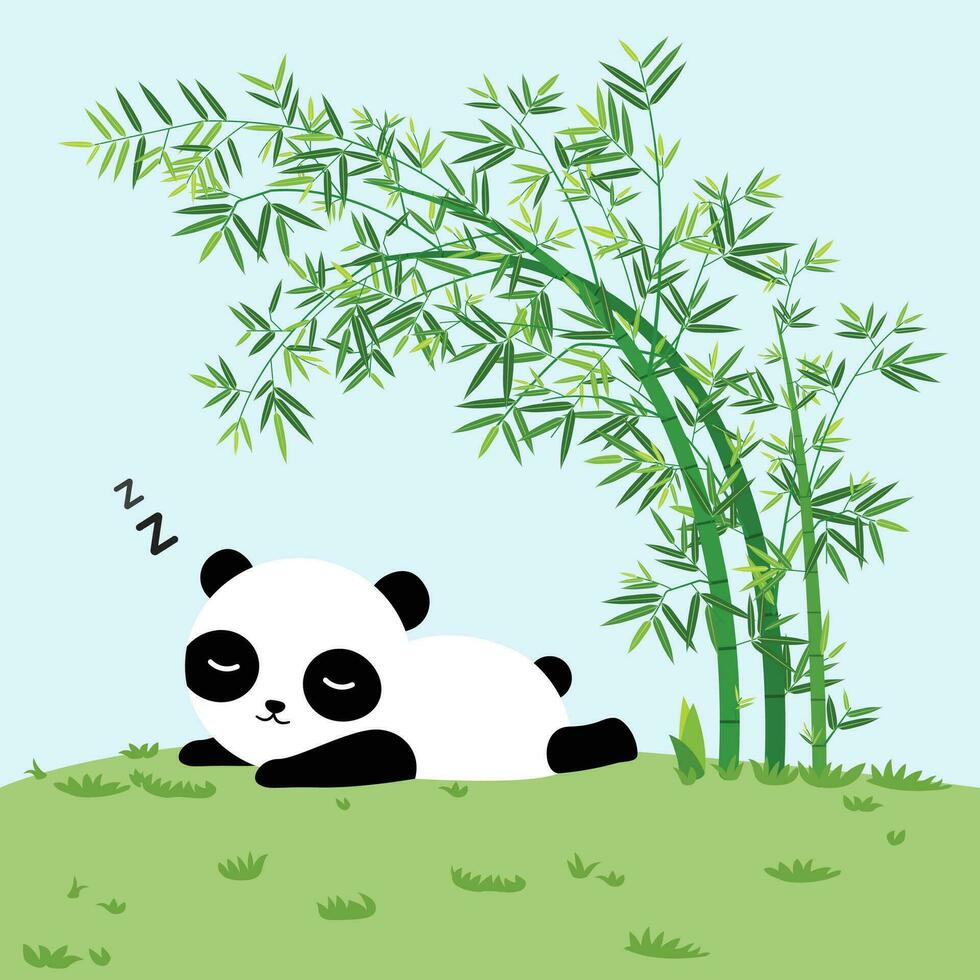 cute panda sleeping, happy weekend cartoon vector illustration doodle style