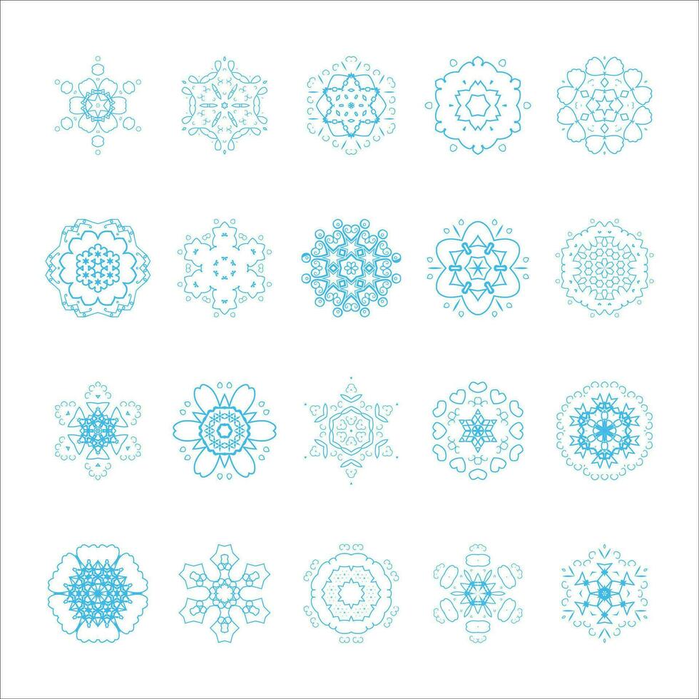 winter snowflake blue vector set