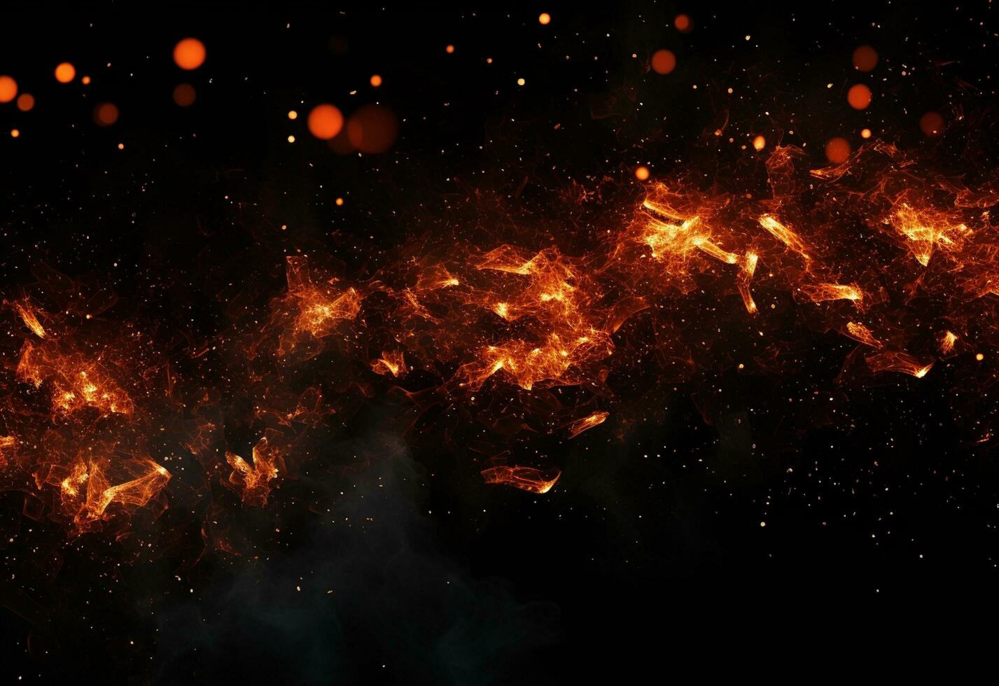 Ai generative Fire Particles On Hot Black Background realistic image, ultra hd, high design very detailed photo