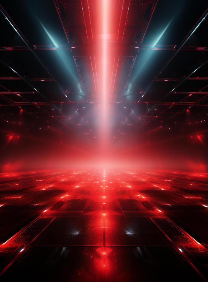 Ai generative Backdrop With Illumination Of Red Spotlights For Flyers realistic image ultra hd high design photo