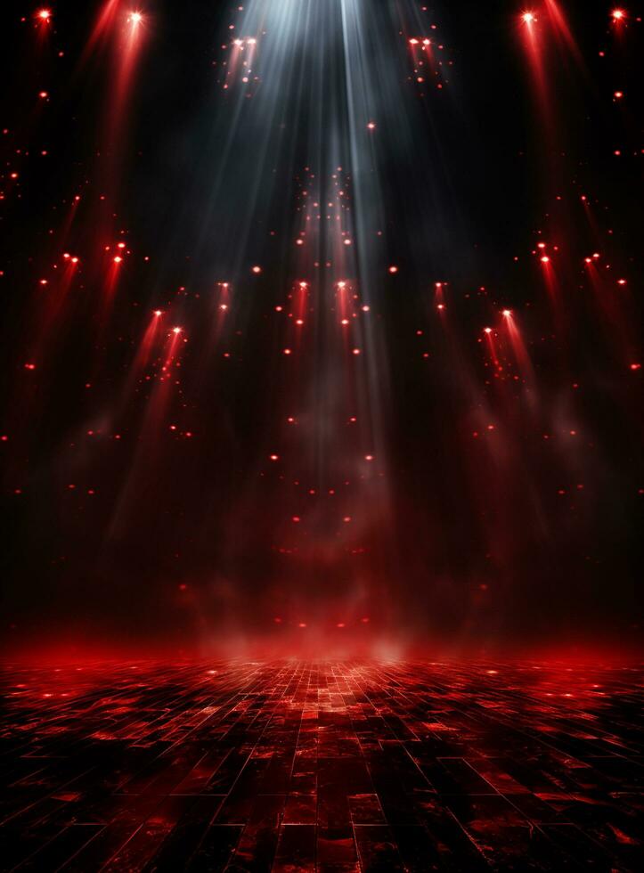 Ai generative Backdrop With Illumination Of Red Spotlights For Flyers realistic image ultra hd high design photo