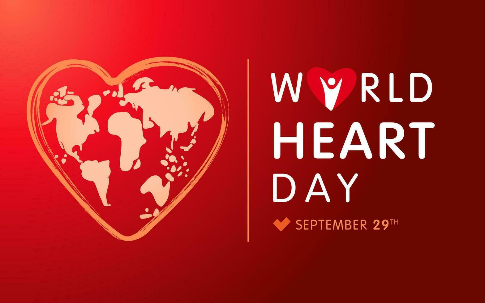 World Heart day with earth in heart. Globe in heart shape vector Illustration