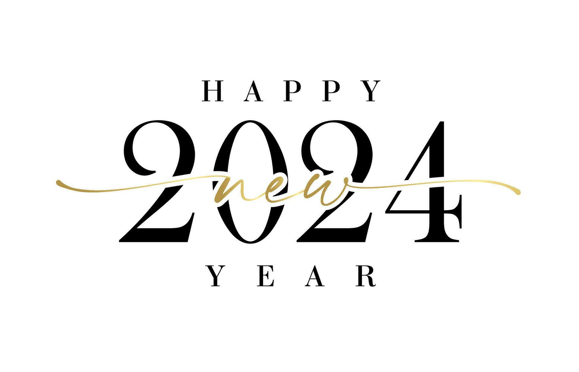 2024 New Year logo with calligraphic elements. Happy new year 2024