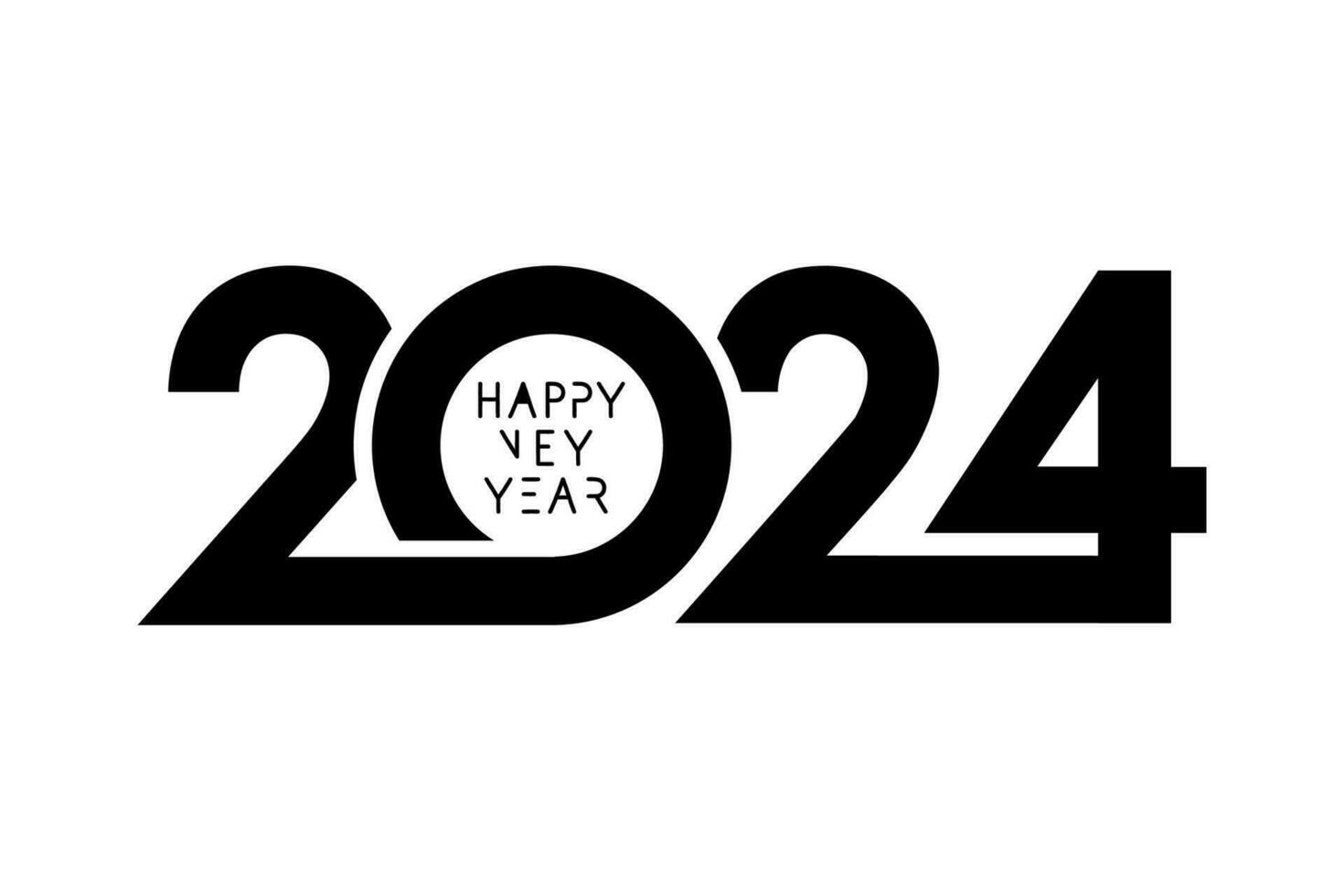 2024 logo text design. Black number 2024 on white background. Design template typography greeting card, celebration banner or poster for Happy New Year. Vector Illustration
