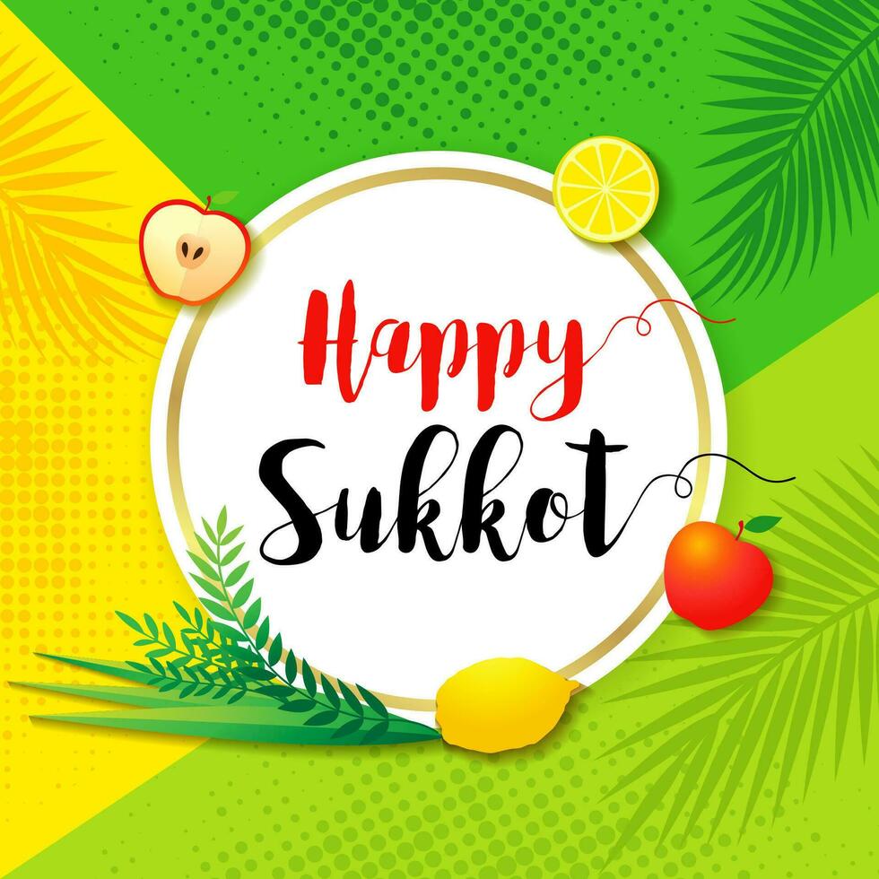 Happy Sukkot greeting card design Israel holiday congrats vector