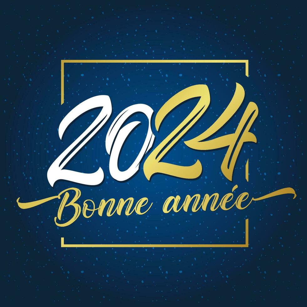 Bonne Annee 2024 holiday card. French text - Happy New Year. Vector illustration, banner or poster