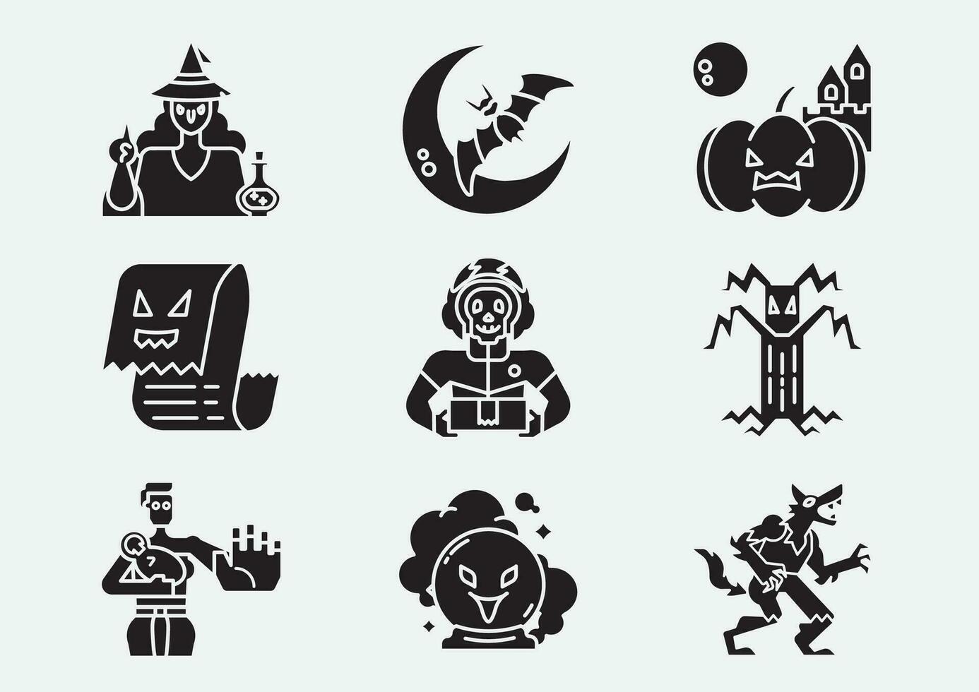 haunted ghosts glyph icon set vector