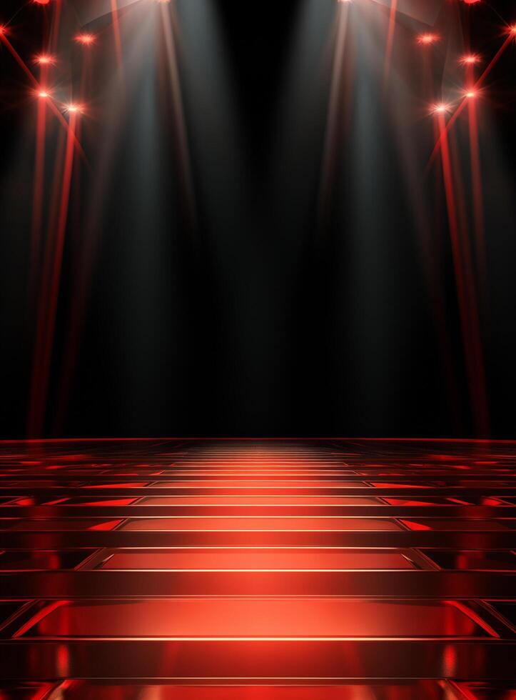 Ai generative Backdrop With Illumination Of Red Spotlights For Flyers realistic image ultra hd high design photo