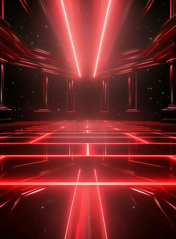 Ai generative Backdrop With Illumination Of Red Spotlights For Flyers realistic image ultra hd high design photo