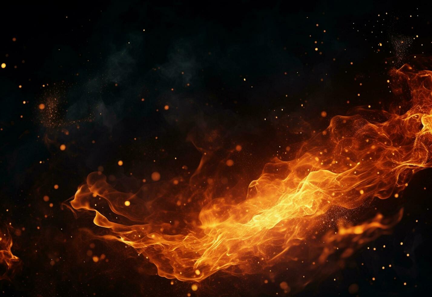 Ai generative Fire Particles On Hot Black Background realistic image, ultra hd, high design very detailed photo