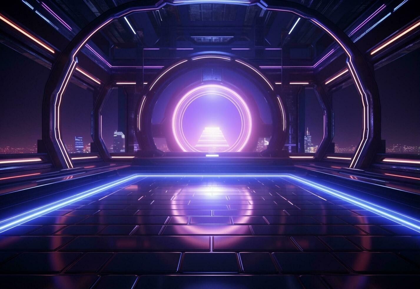 Ai Generative Neon illuminated futuristic backdrop realistic image, ultra hd, high design very detailed photo