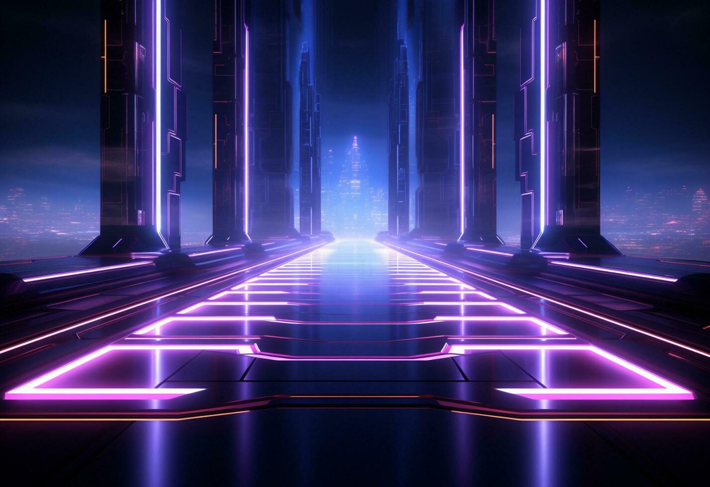 Ai Generative Neon illuminated futuristic backdrop realistic image, ultra hd, high design very detailed photo