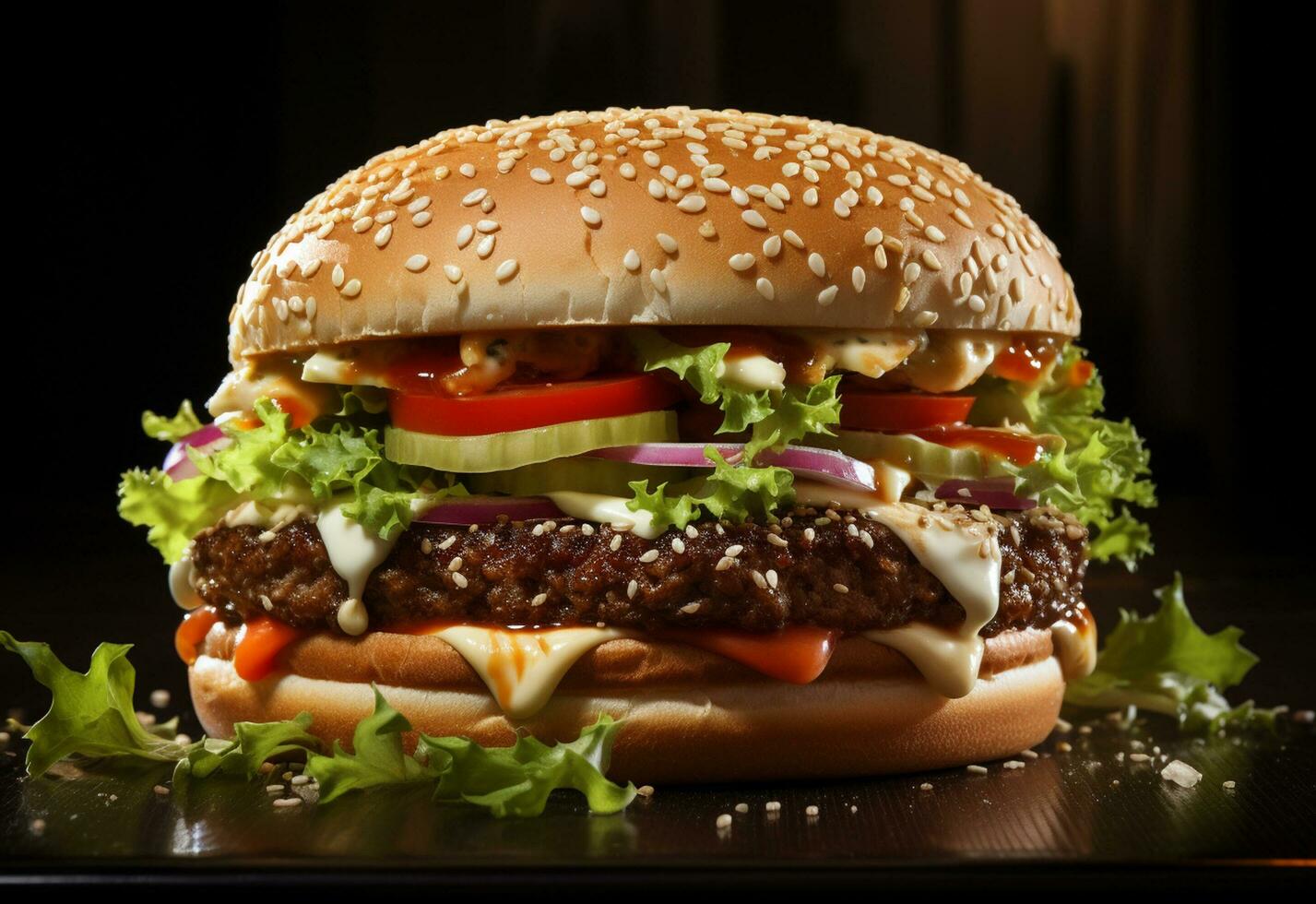 ai generativo doble hamburguesa aislado en blanco antecedentes Fresco hamburguesa rápido comida con carne de vaca y crema queso realista imagen, ultra alta definición, alto diseño muy detallado foto