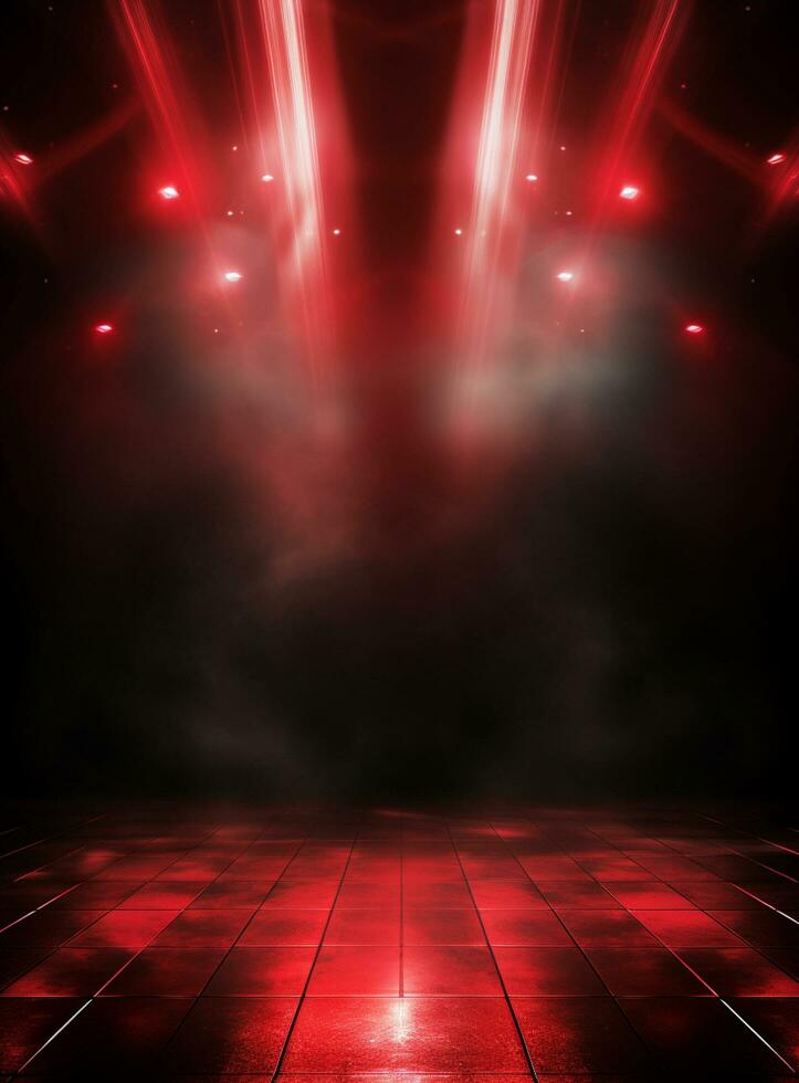 Ai generative Backdrop With Illumination Of Red Spotlights For Flyers realistic image ultra hd high design photo