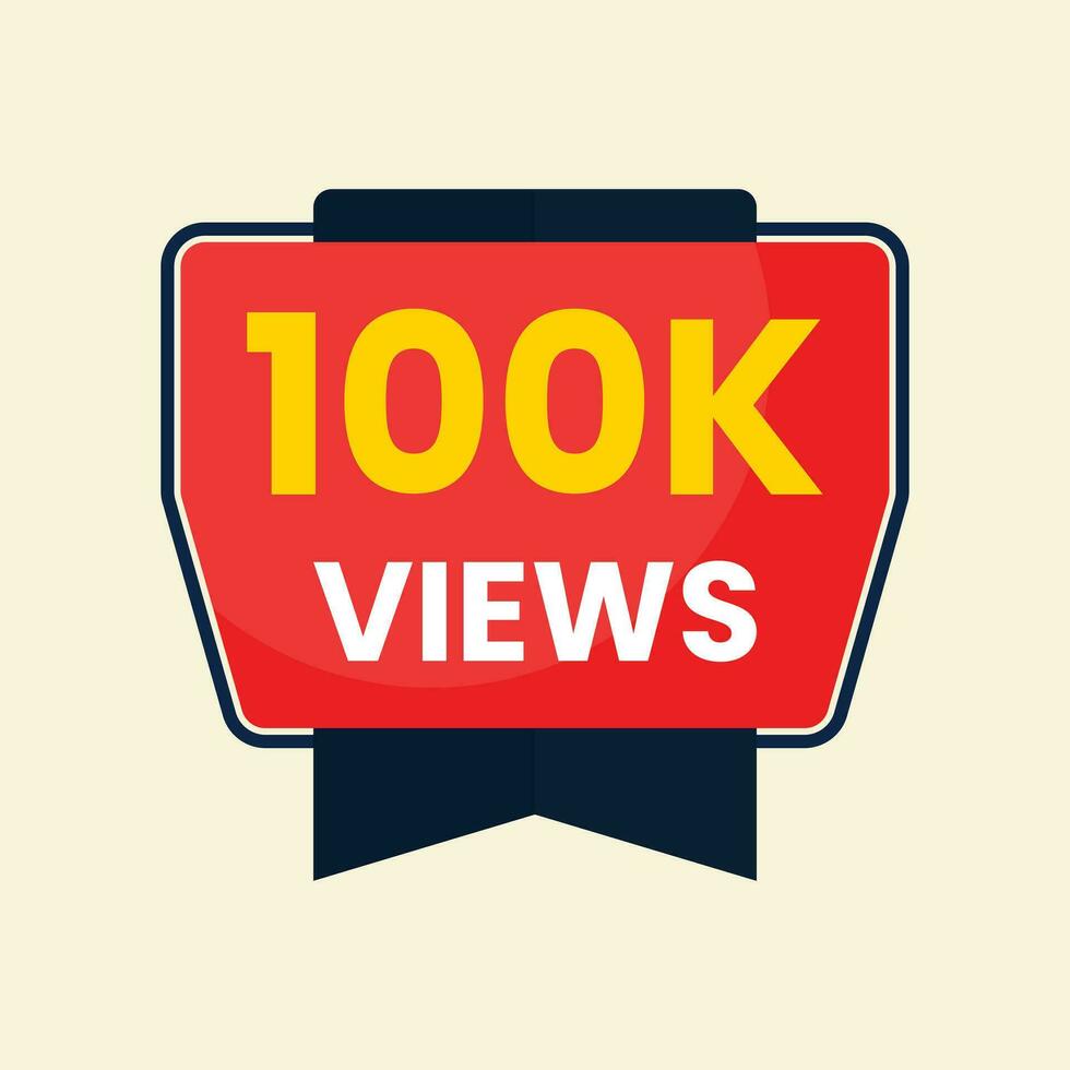 100k views banner label vector for youtube thumbnail design