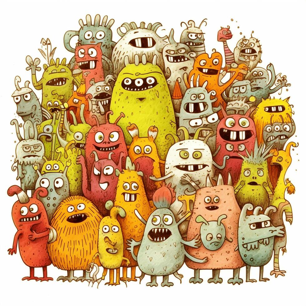 cute monster  collection doodle style photo