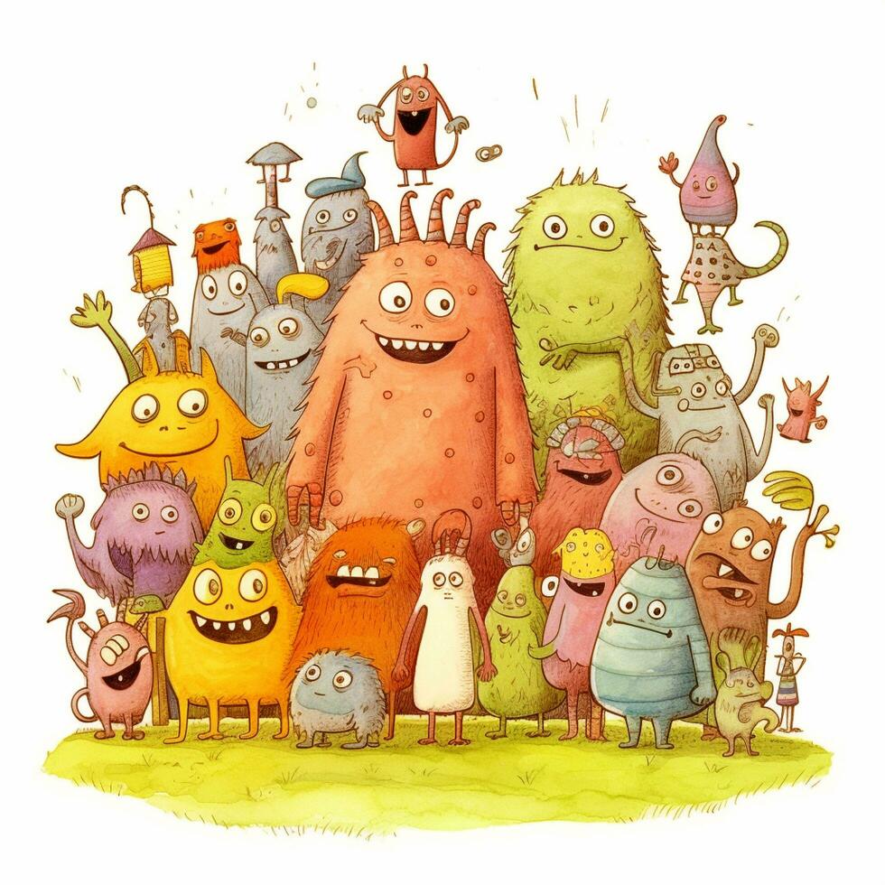 cute monster  collection doodle style photo