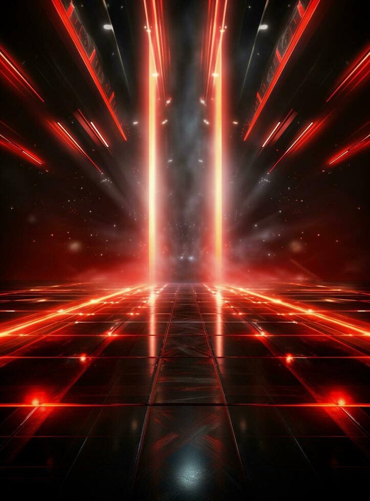 Ai generative Backdrop With Illumination Of Red Spotlights For Flyers realistic image ultra hd high design photo