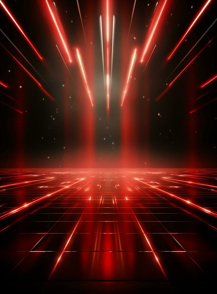 Ai generative Backdrop With Illumination Of Red Spotlights For Flyers realistic image ultra hd high design photo