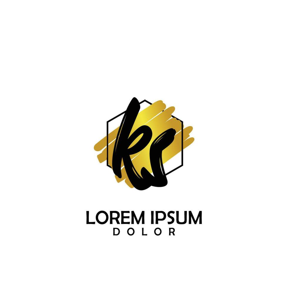 KS Initial Brush In Circle Frame Template Design vector