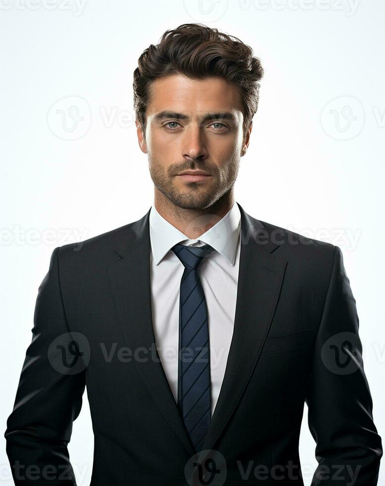 Ai generative Business man in a suit white transparent background photo