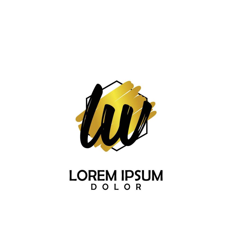 LW Initial Brush In Circle Frame Template Design vector