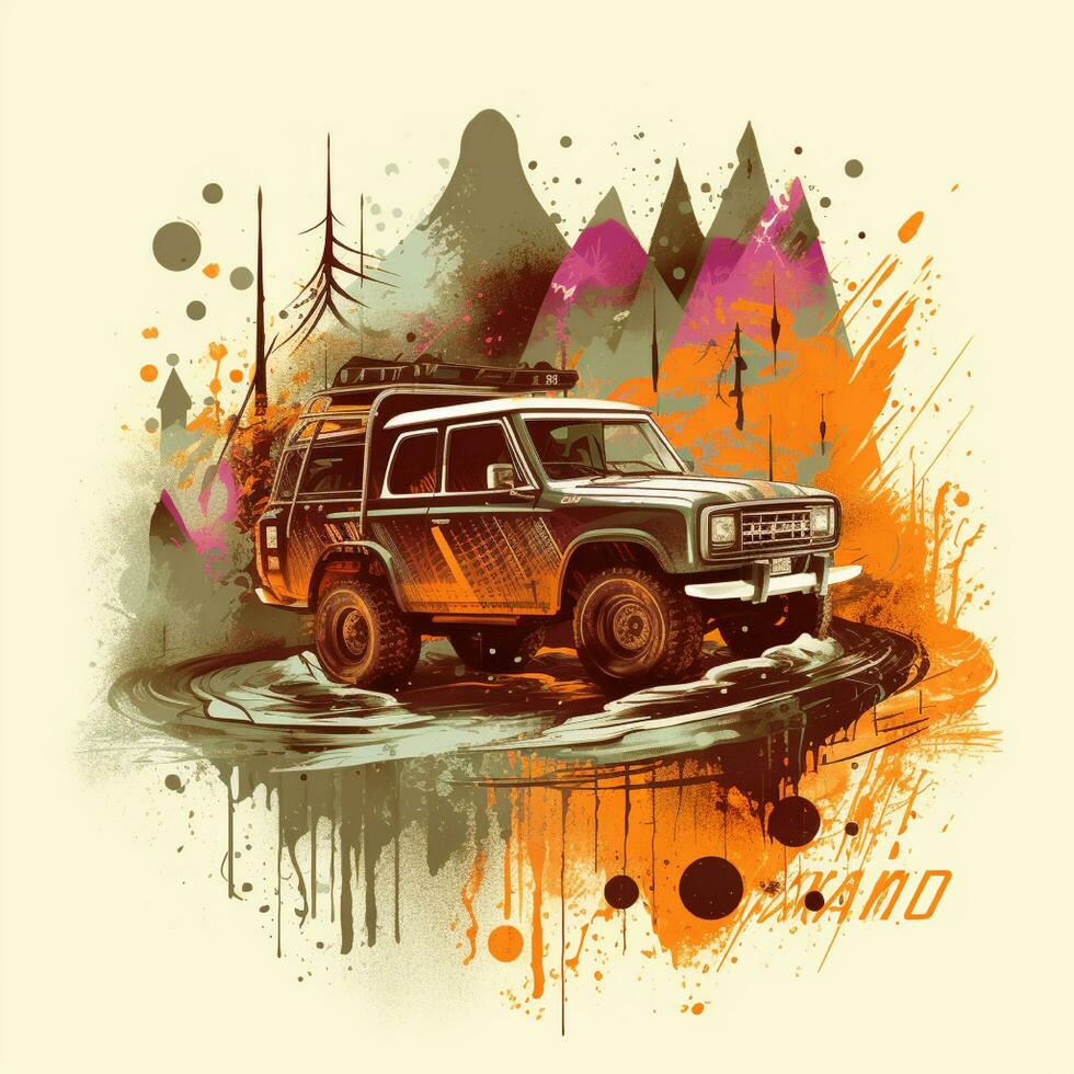 hand drawn offroad illustration art photo