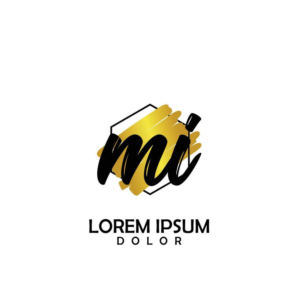 MI Initial Brush In Circle Frame Template Design vector