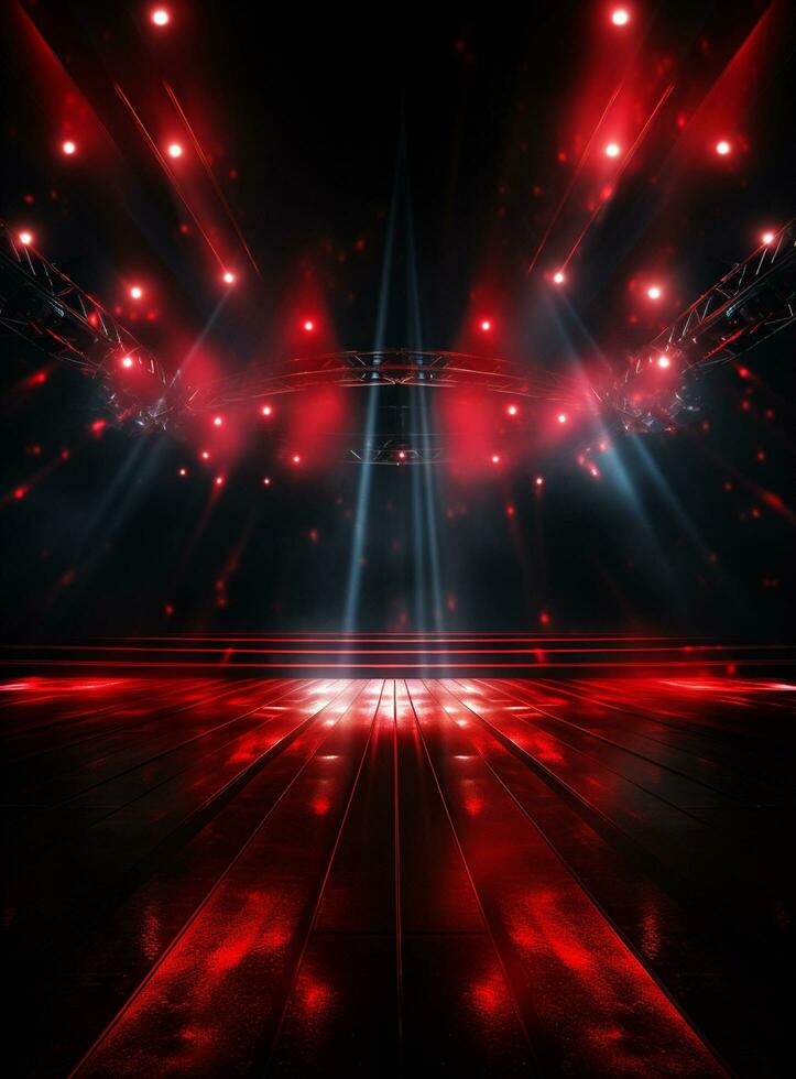 Ai generative Backdrop With Illumination Of Red Spotlights For Flyers realistic image ultra hd high design photo