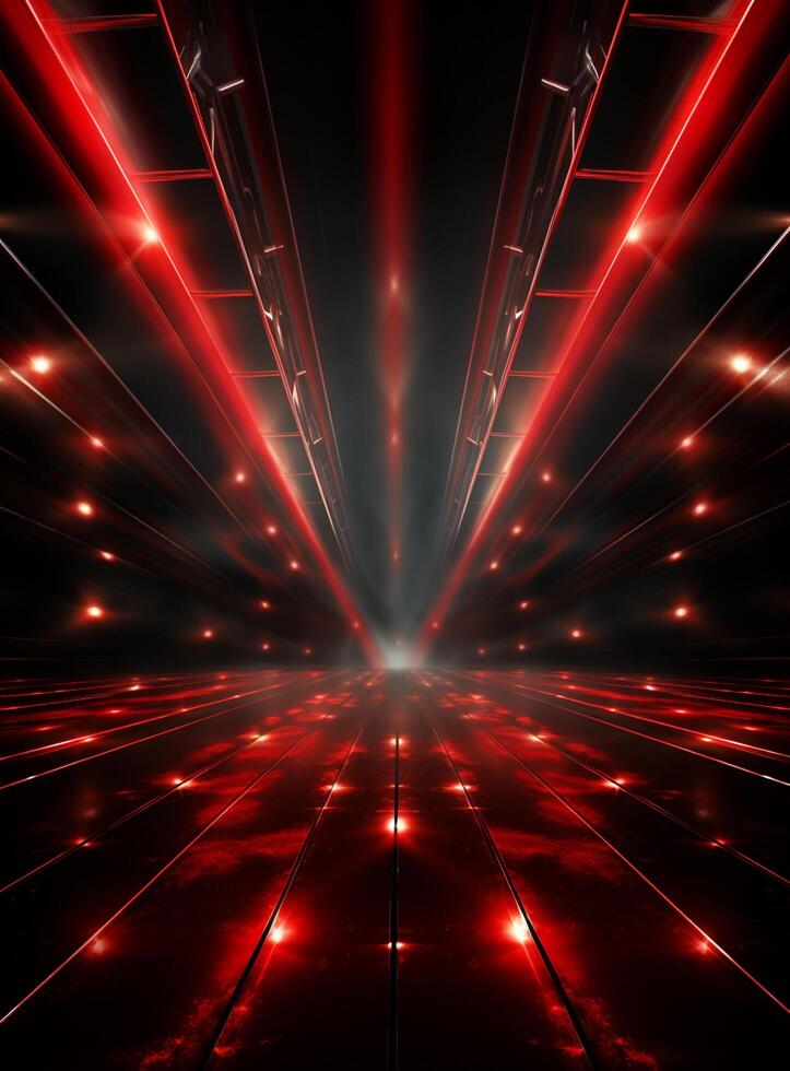 Ai generative Backdrop With Illumination Of Red Spotlights For Flyers realistic image ultra hd high design photo