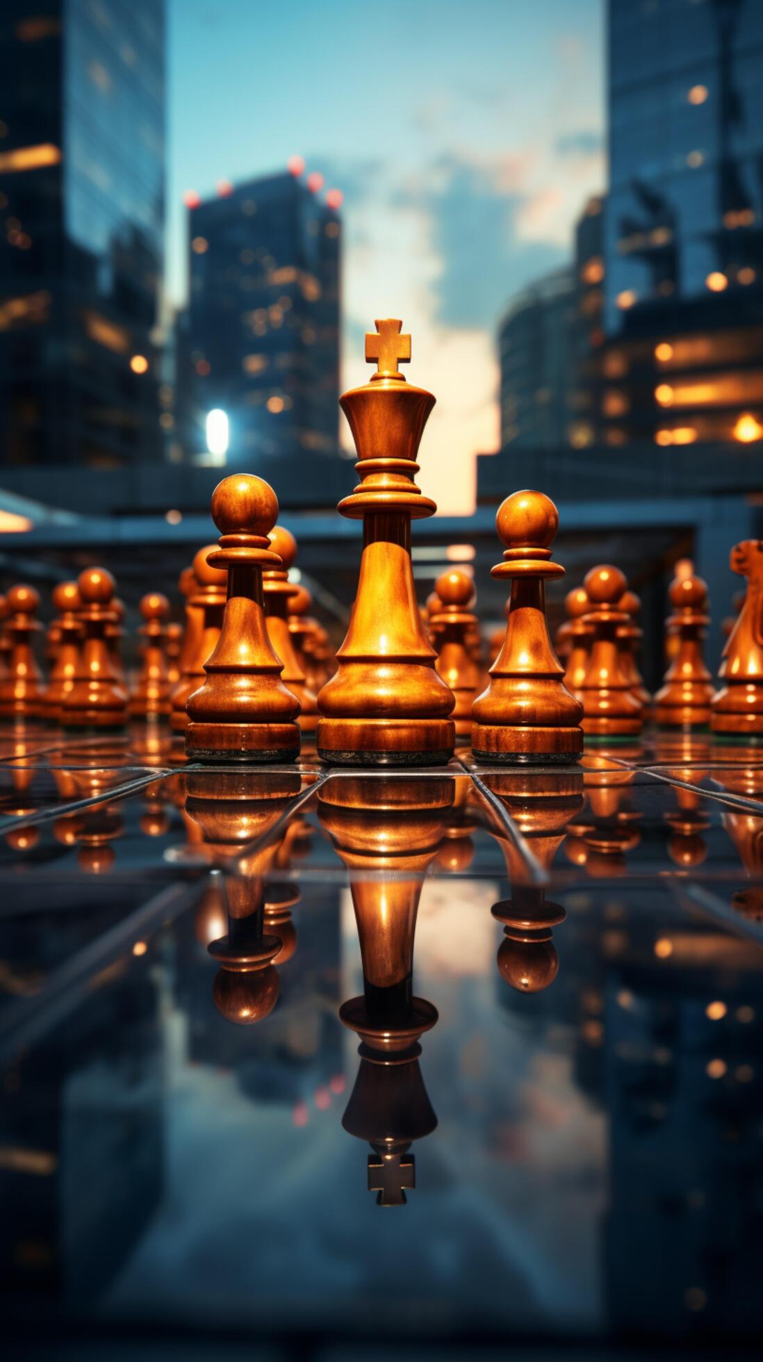 Skyscrapers surround chess pieces, born from Generative AIs brilliance  Vertical Mobile Wallpaper AI Generated 29296411 Stock Photo at Vecteezy