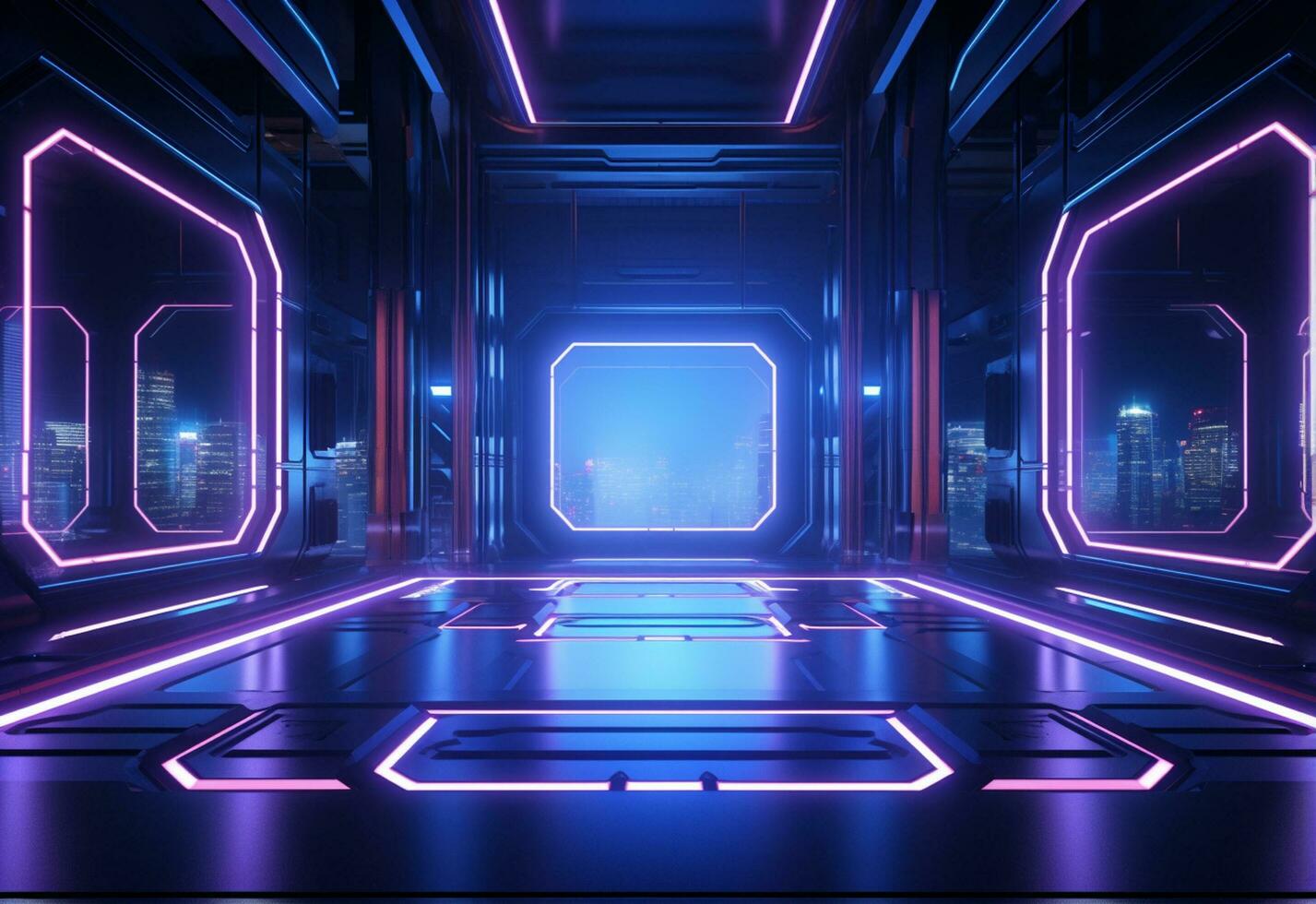 Ai Generative Neon illuminated futuristic backdrop realistic image, ultra hd, high design very detailed photo