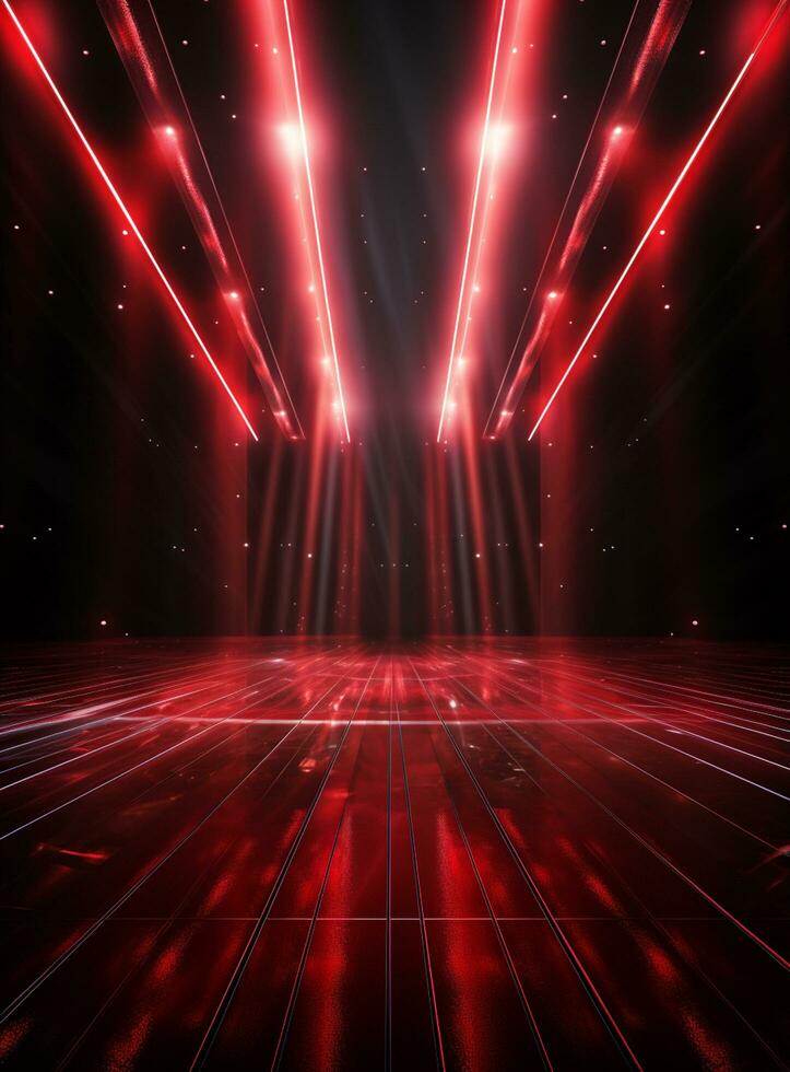Ai generative Backdrop With Illumination Of Red Spotlights For Flyers realistic image ultra hd high design photo