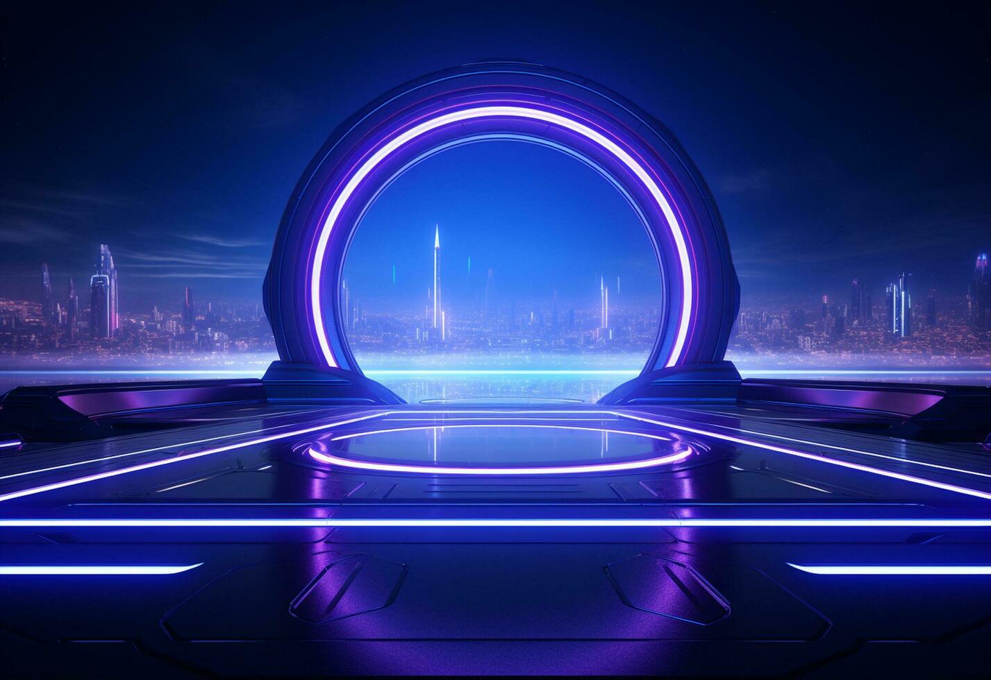 Ai Generative Neon illuminated futuristic backdrop realistic image, ultra hd, high design very detailed photo