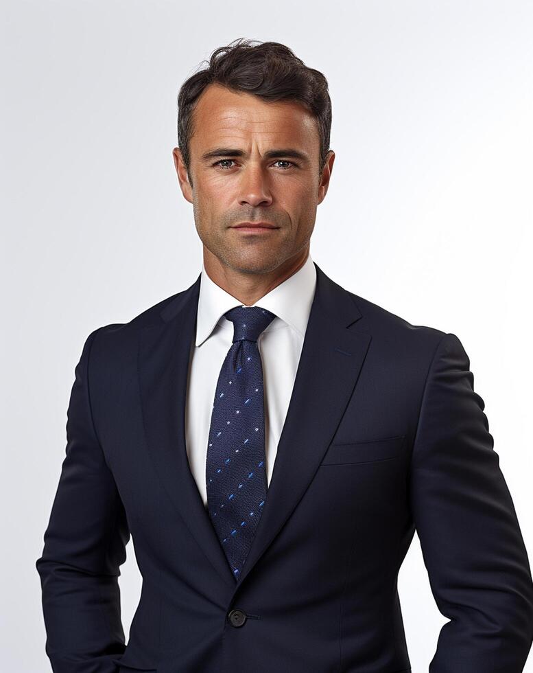 Ai generative Business man in a suit white transparent background photo