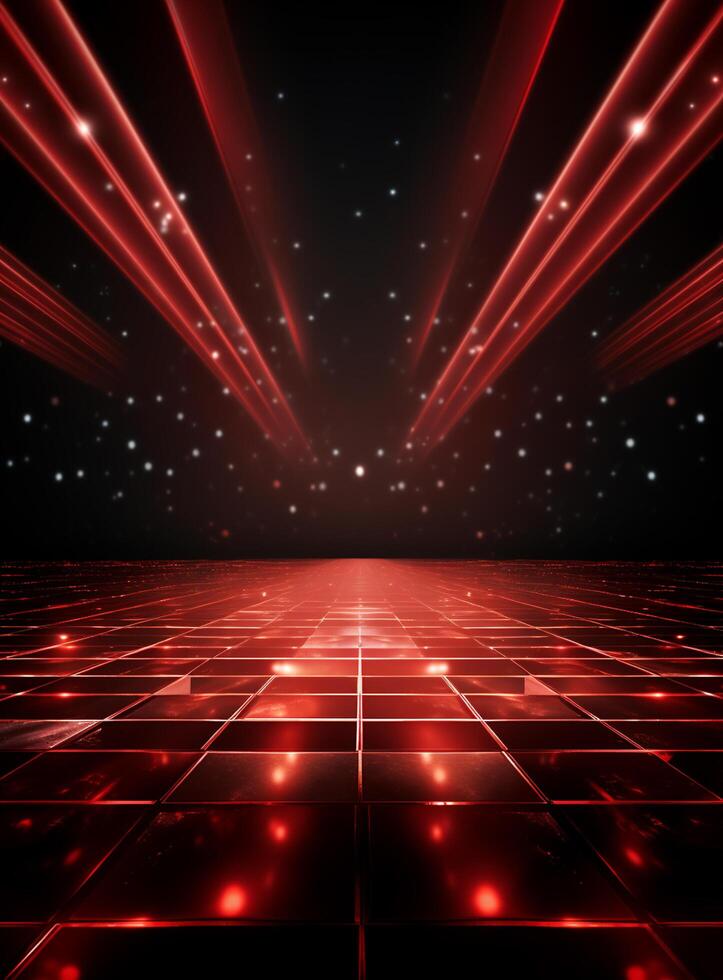 Ai generative Backdrop With Illumination Of Red Spotlights For Flyers realistic image ultra hd high design photo