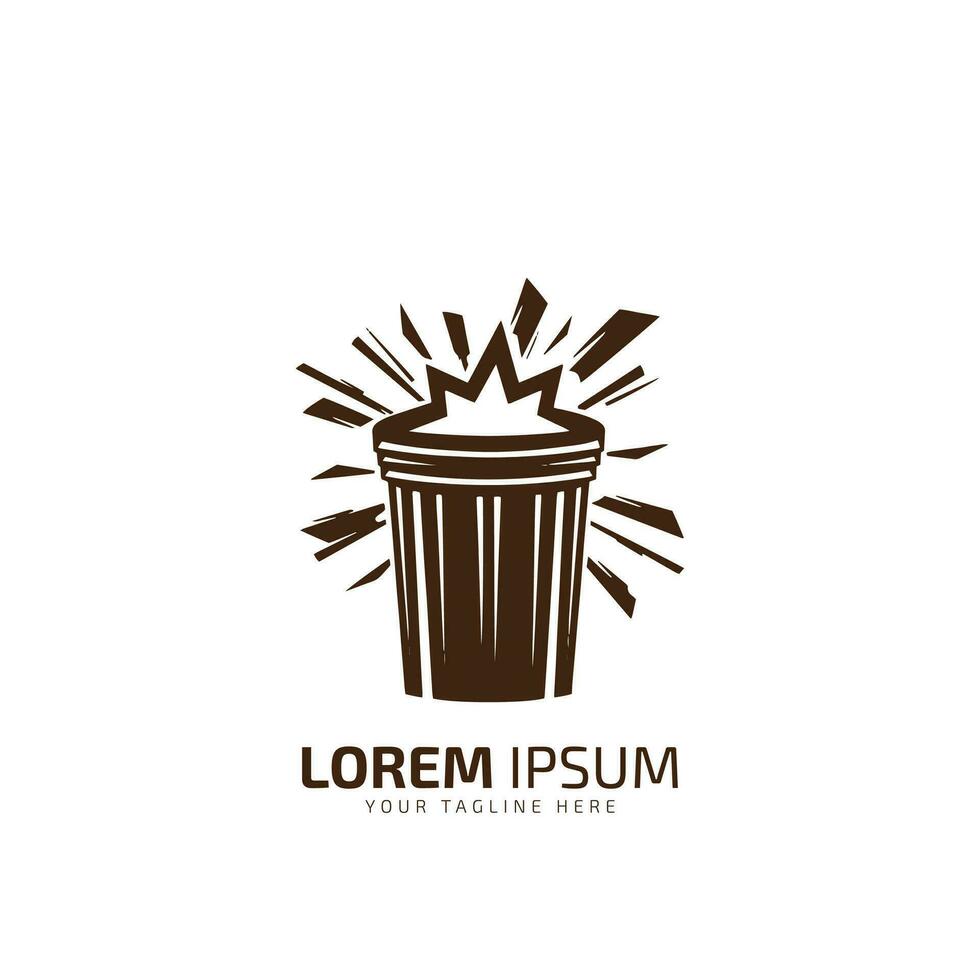 A logo of filled dustbin vector silhouette icon design template isolated