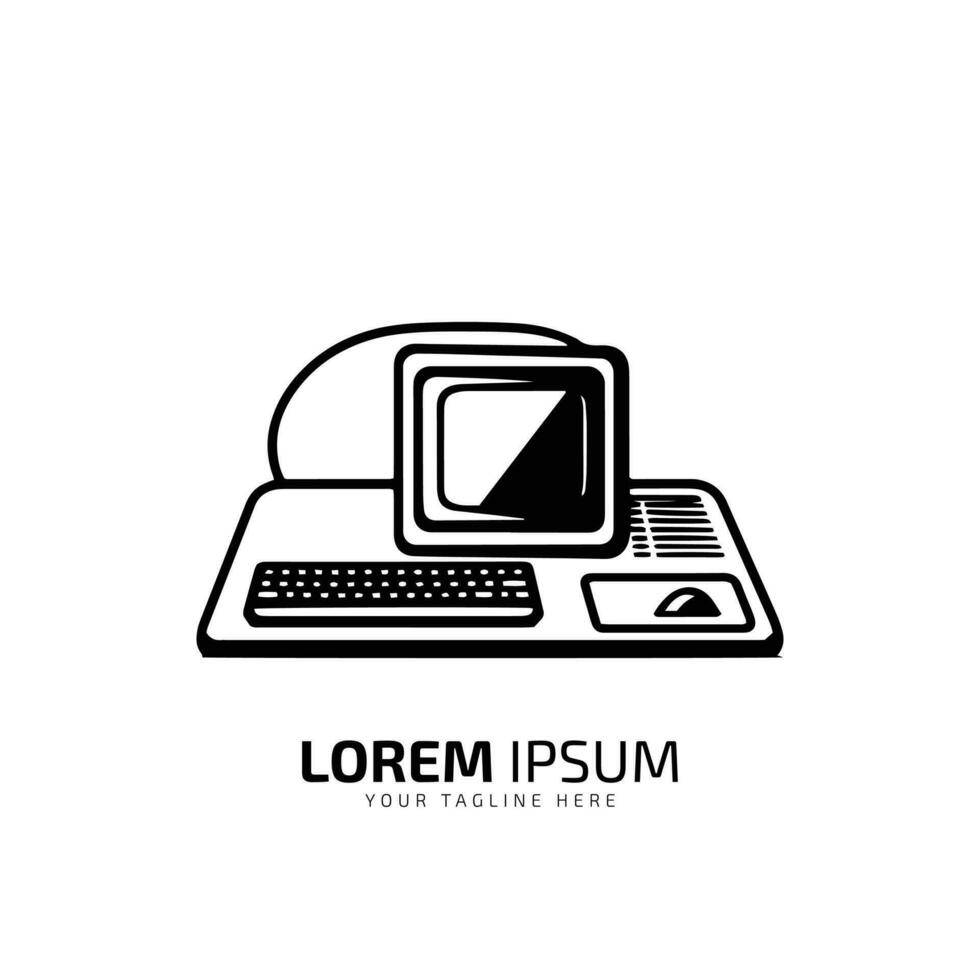 A logo of computer system vector silhouette icon design template isolated