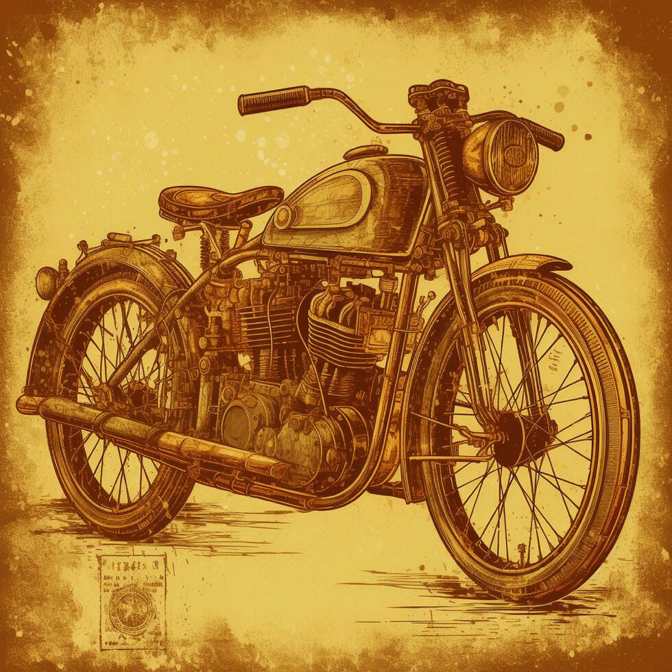 motorun vintage motorcycle poster illustration photo