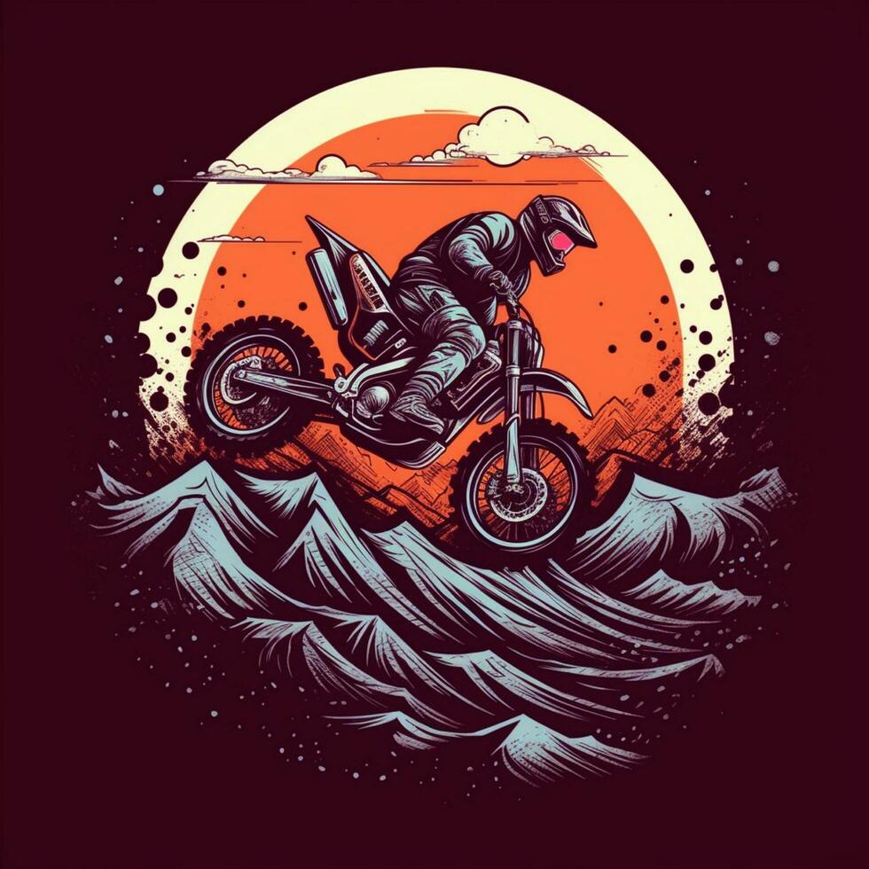 motocross estilo libre en montaña vector logo foto