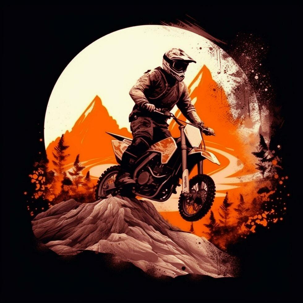 motocross freestyle in mountain vector logo photo